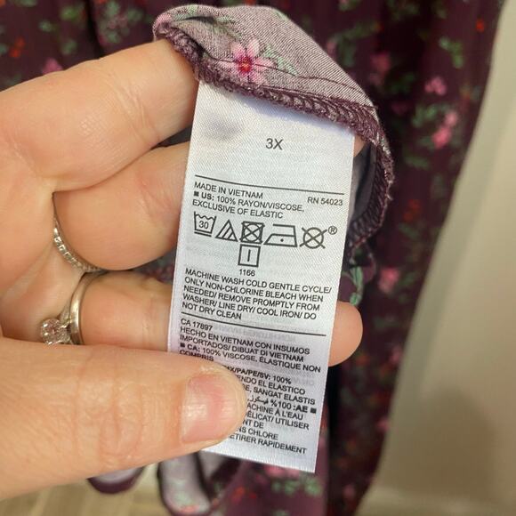 Old Navy Purple Floral Puff Sleeve Floral Maxi Shift Dress Plus Size 3X - Picture 8 of 9